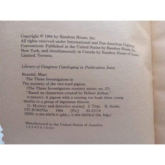 The Three Investigators: The Mystery Of The Two-Toed Pigeon, #37 PB Keyhole Ed - Picture 8 of 10